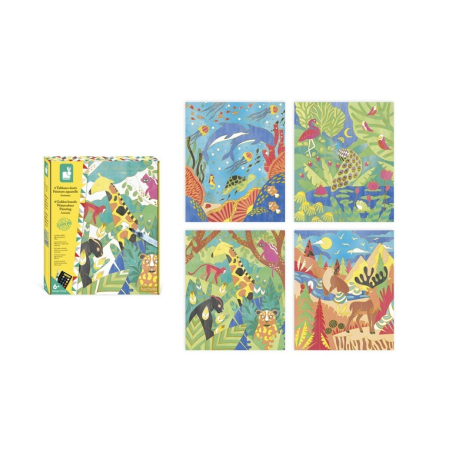CUADROS DORADOS PINTURA ACUARELA ANIMALES