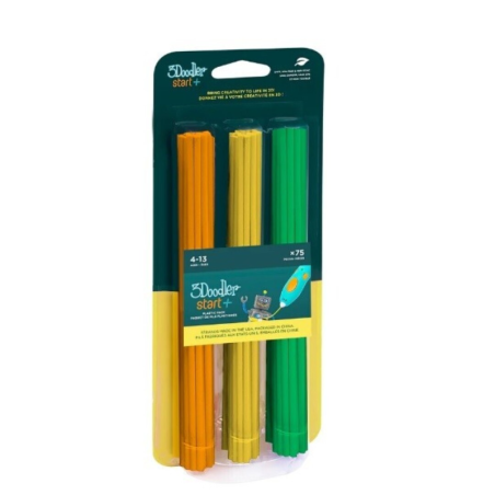 3 DOODLER START+  RECAMBIOS 75 FILAMENTOS NARANJA - AMARILLO - VERDE
